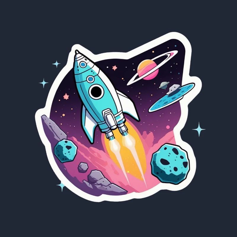 Rocket flying through space