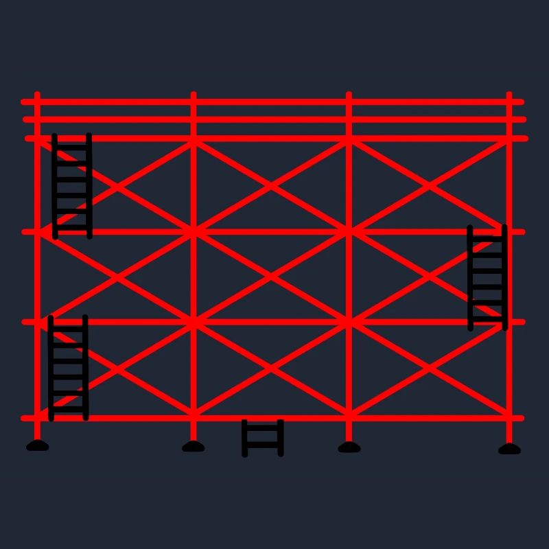 Échafaudage rouge avec marches noires conception de construction