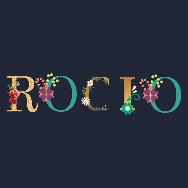 Le nom ROCIO est décoré de fleurs