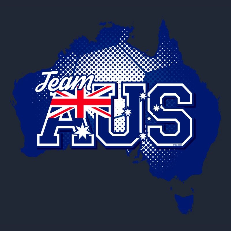 Team AUS map Australia with ball pattern