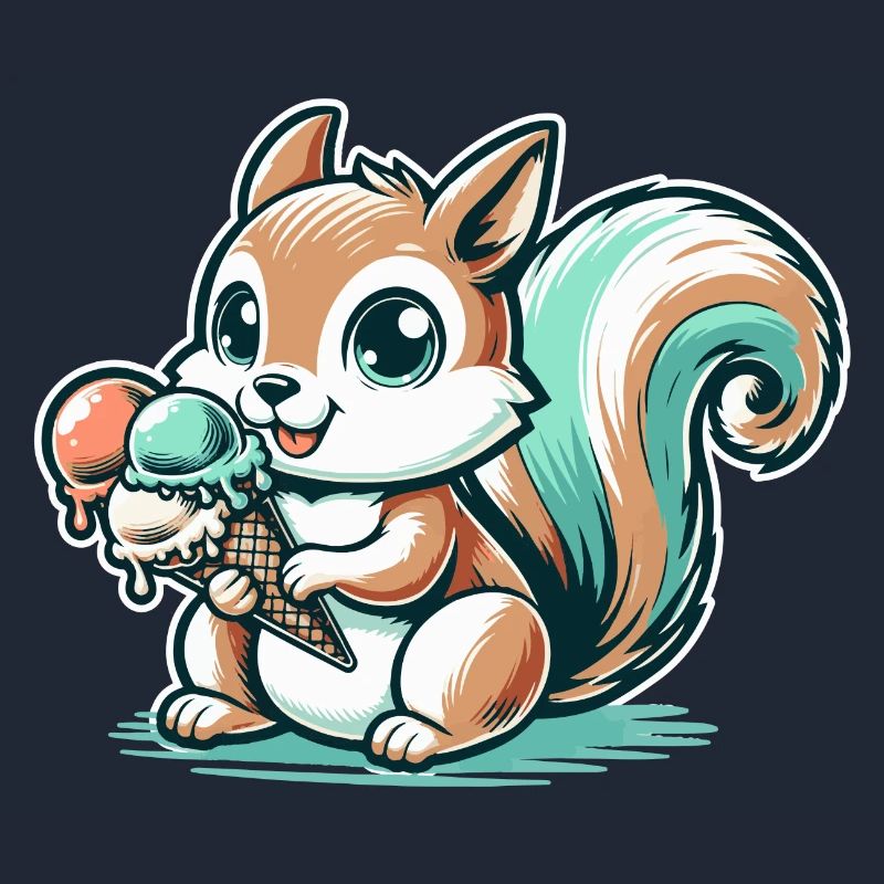 Niedliches Cartoon-Eichhörnchen mit Eiscreme