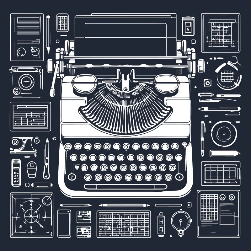 conception de wireframes de machine à écrire pour les amateurs de littérature