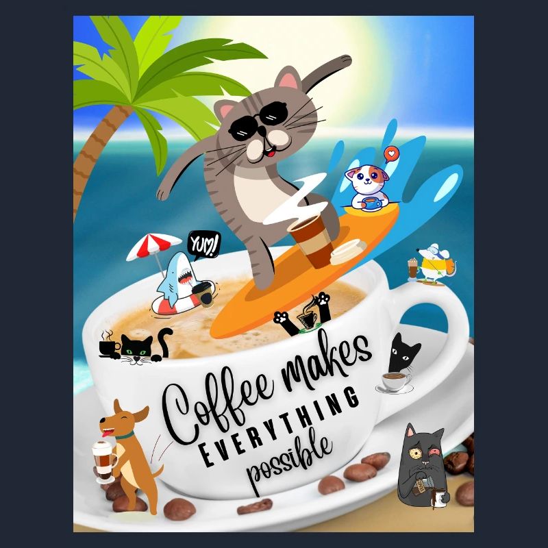 Saying Humor - Coffee makes Everything possible