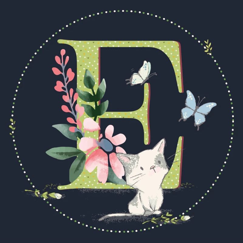 Première lettre E avec chat