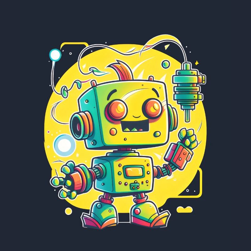 Retro Robot Cute Robotic Engineer Technology