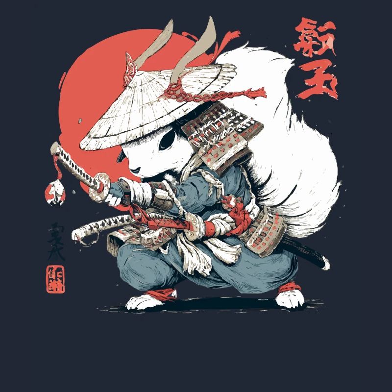 Samurai-Eichhörnchen, japanischer Krieger, Ukiyo-e-Stil Su