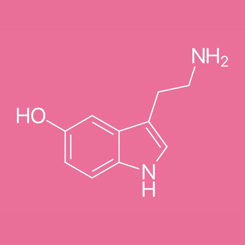Serotonin structural formula - white