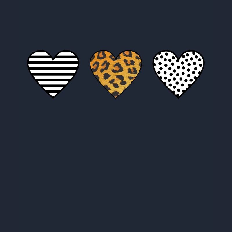 Three Hearts, Leopard Print, Dot, Stripe