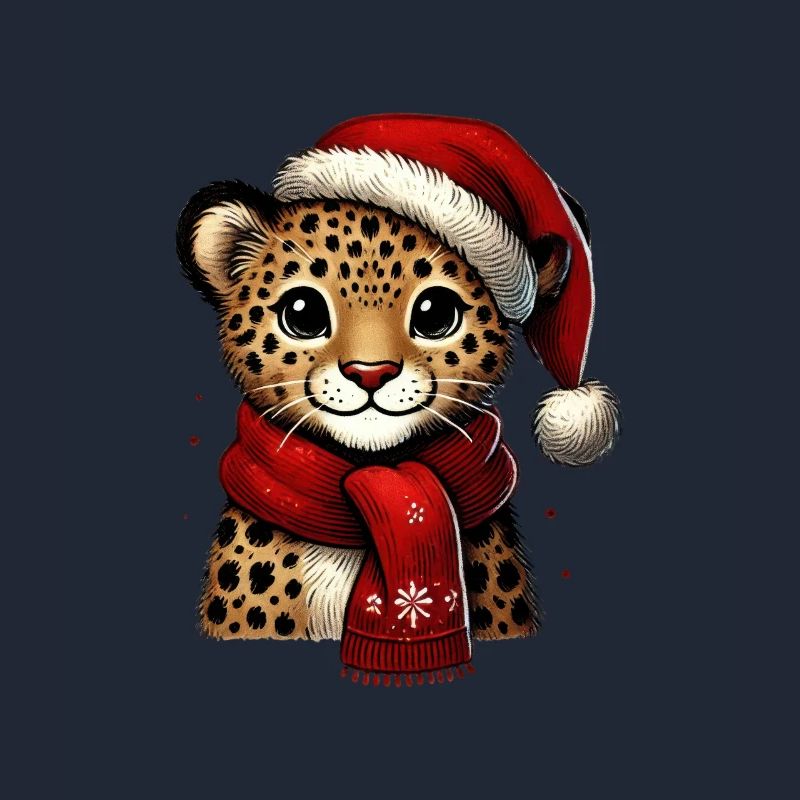 Bébé léopard de Noël avec écharpe et