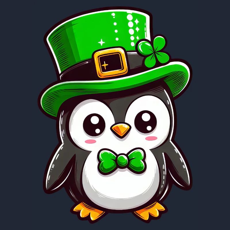 Pingouin de la Saint-Patrick montrant la langue :