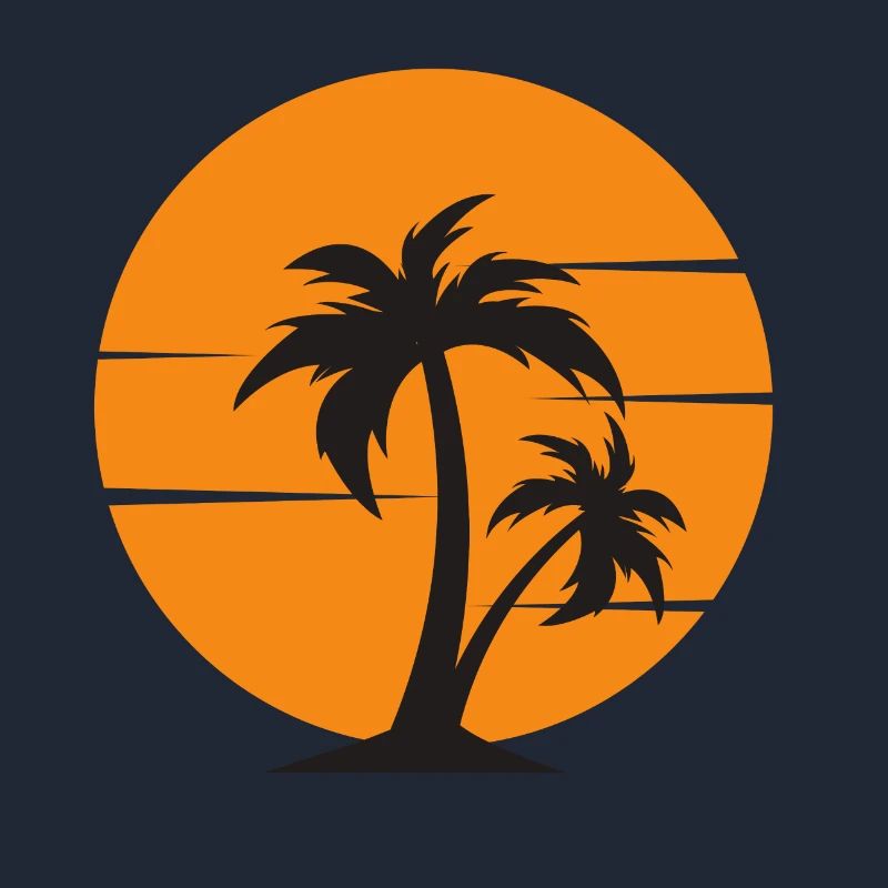 sunset with palm tree