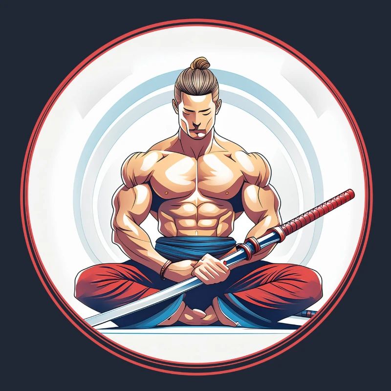Meditierender Samurai mit Katana