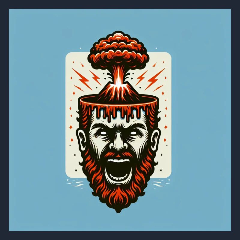 Exploding volcano head design