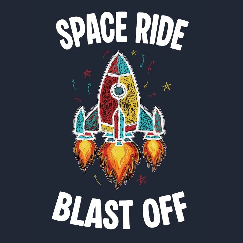 Space Rocket Retro Scribble Blast Off