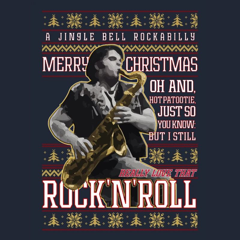 Eddie Rockabilly Saxophon Hässlicher Weihnachtspullover