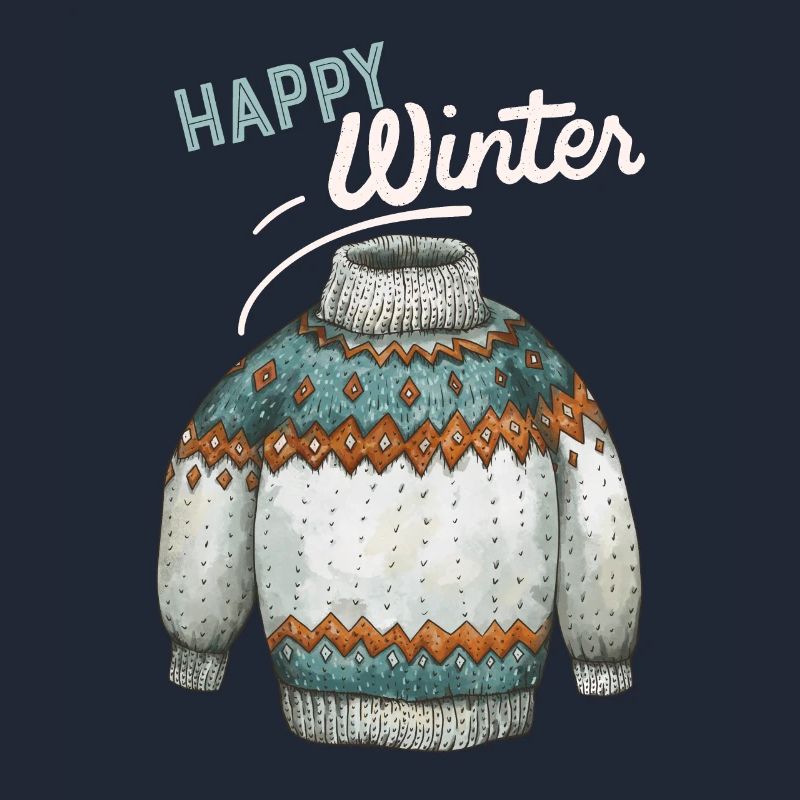 Winter-Design, Strick Pullover Happy-Winter Spruch