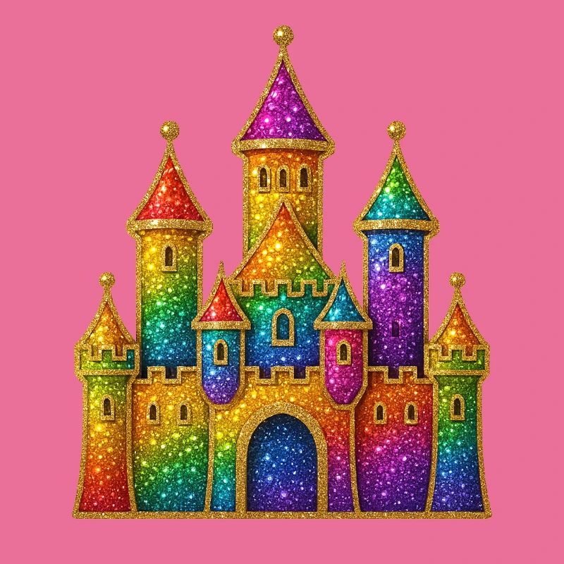 Regenbogen-Glitzer-Schloss-Design