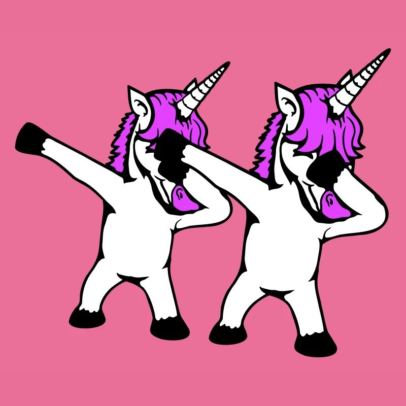 2 Licornes Dabbing Dab Danse Soirée Pose Geste Équipe