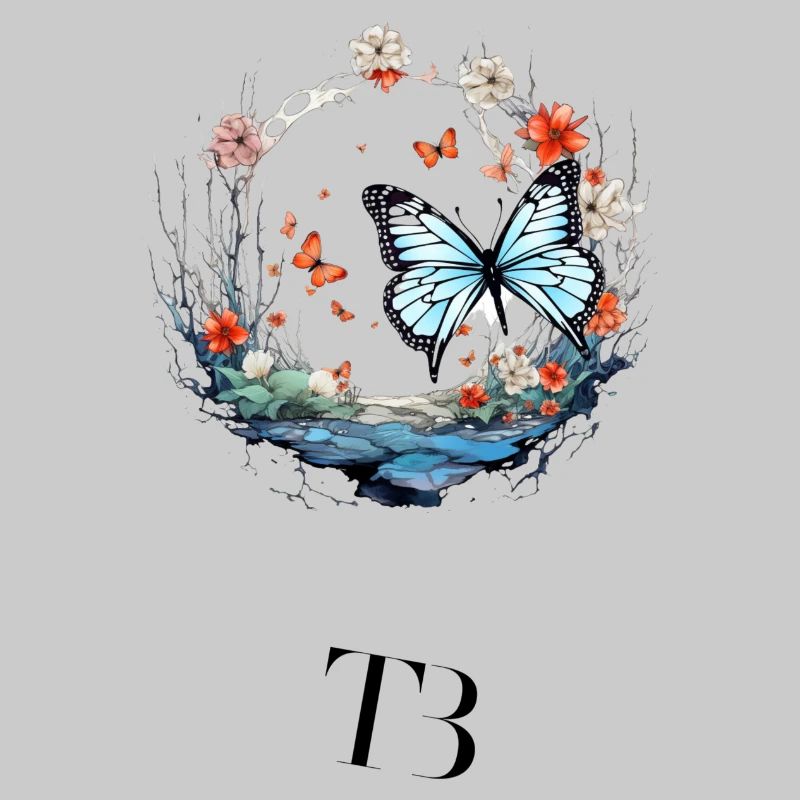 Beau design de papillon dans l’anneau de fleurs
