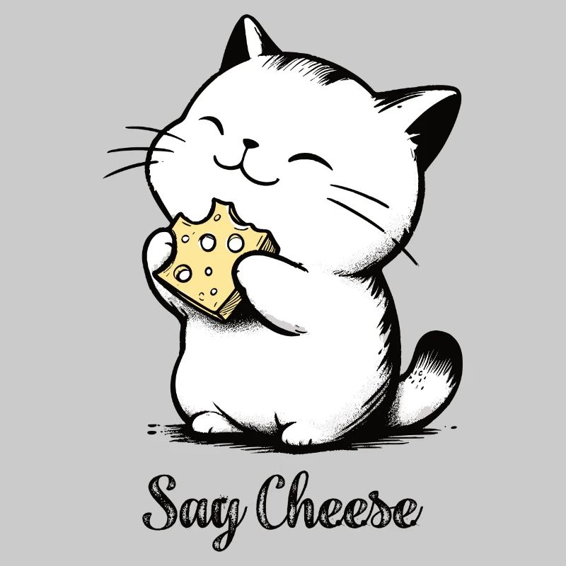 Say Cheese Cat Eats Cheese Please Smile Drawing