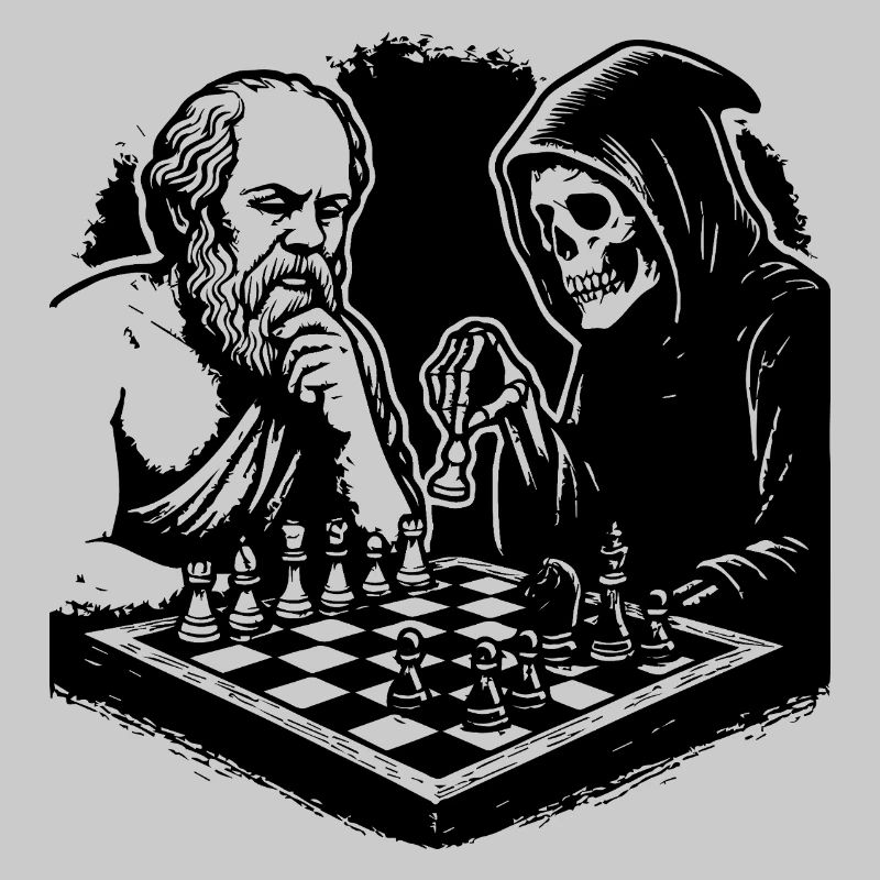 Socrates playing chess with death
