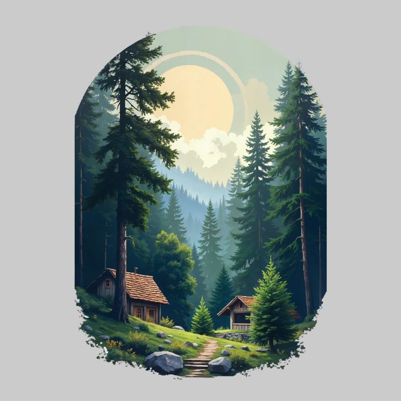 Cabane pixélisée dans les bois
