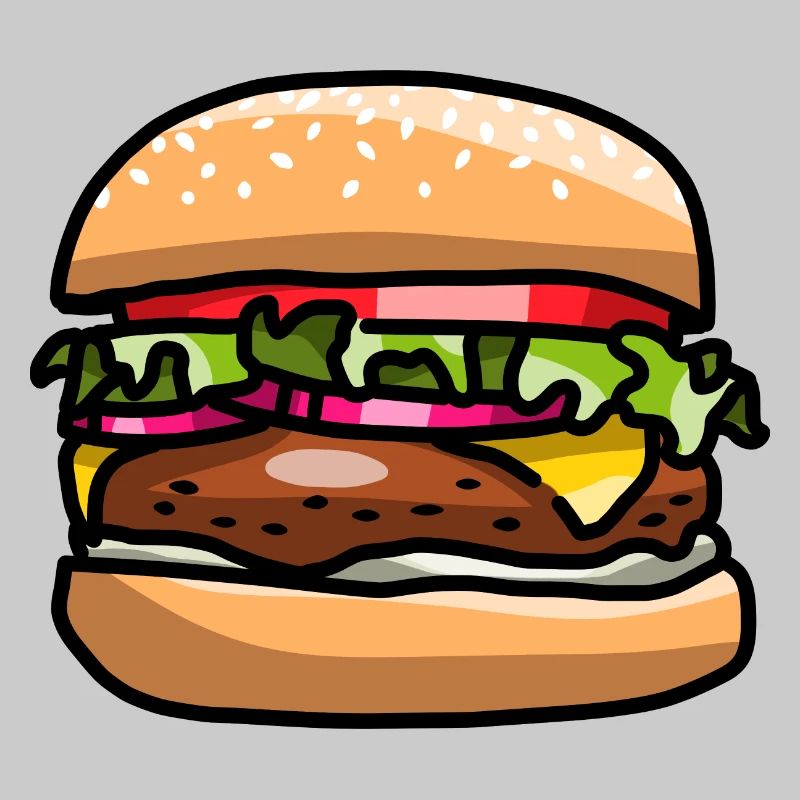 Comic Burger Hamburger Fleisch Patty Käse Tomate