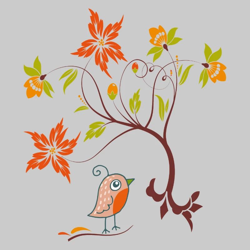 Vrille de fleur avec petit oiseau