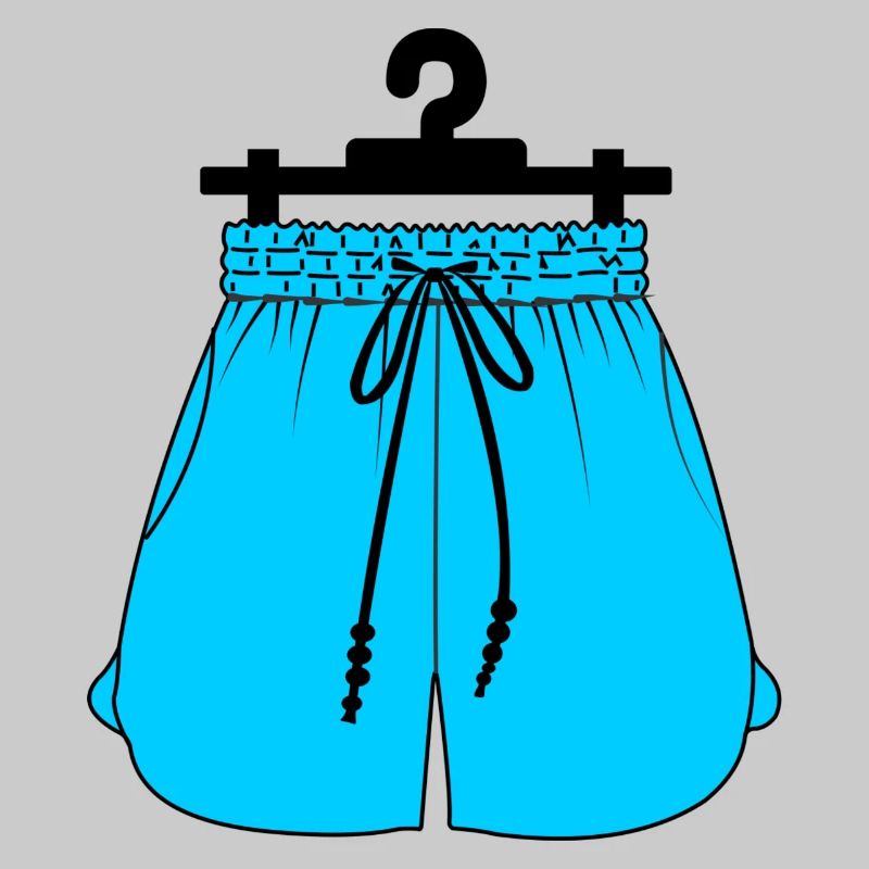 Blaue Sportshorts oder Jogginghosen an der Kleidung h