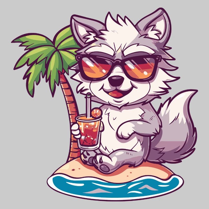 Wolf Sommer Strand Comic