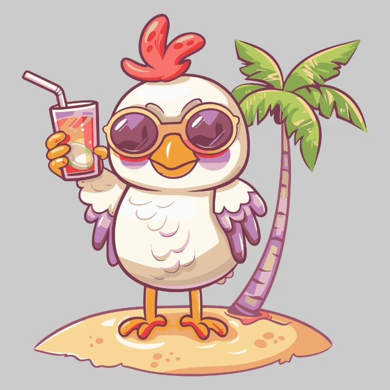 Chicken Summer Beach Comic
