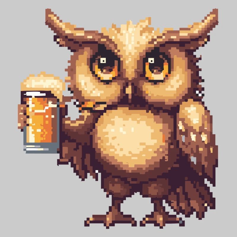Eule Bier Pixel