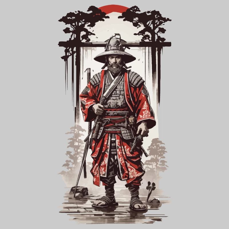 Japanische Samurai Essenz im Ukiyo-E Kunst Stil
