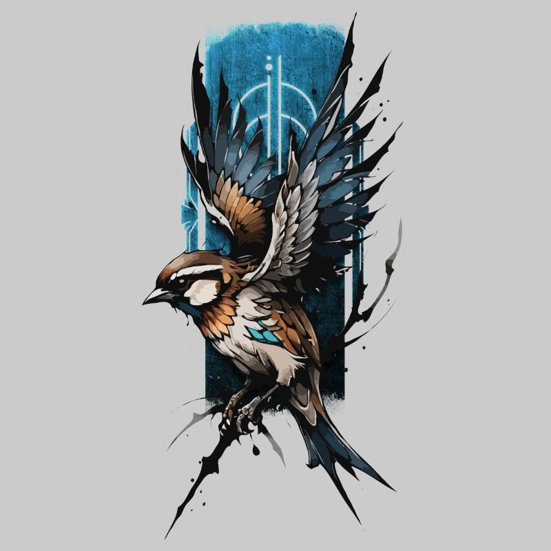 Perchoir de branche : oiseau cardinal déployant ses ailes