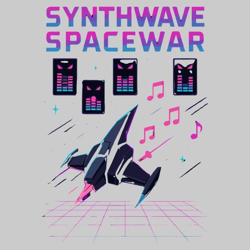 SYNTHWAVE SPACEWAR Retro Neon 80s Spaceship