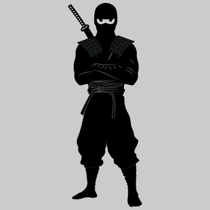 Ninja coriace avec une épée dans le dos