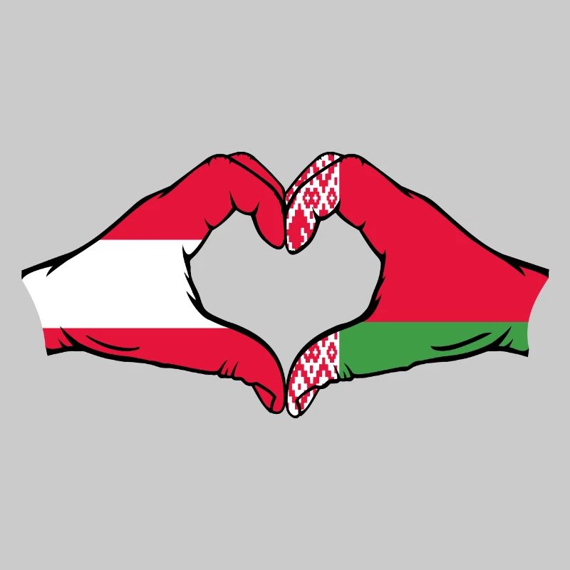 Austria Belarus Flag Hands Heart Shape