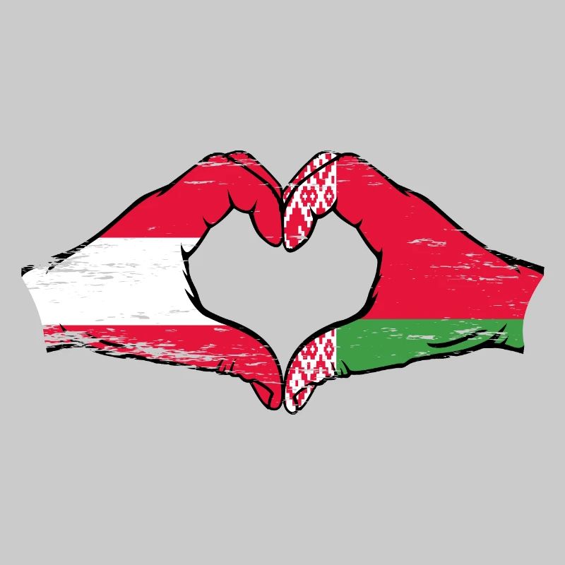 Austria Belarus Flag Hands Heart Shape Used