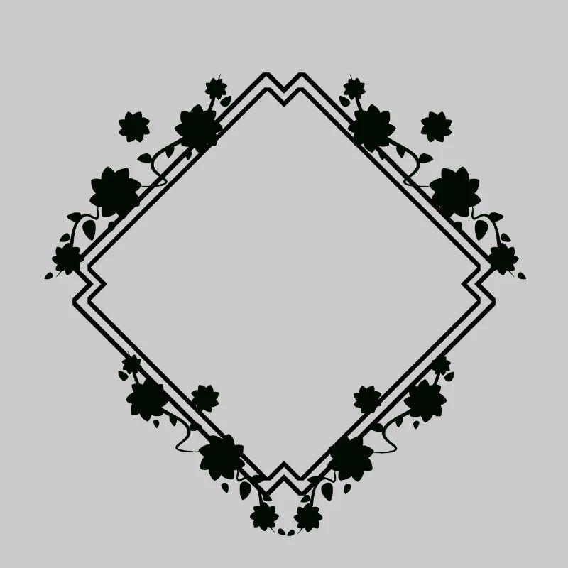 Black frame with floral pattern decoration