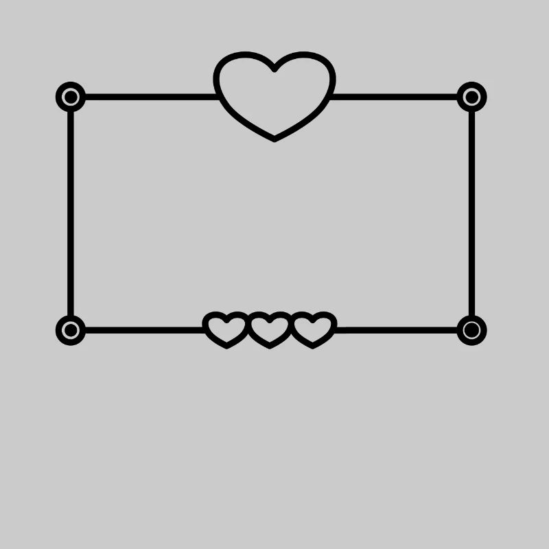 Black Heart Frame Rectangular Shape