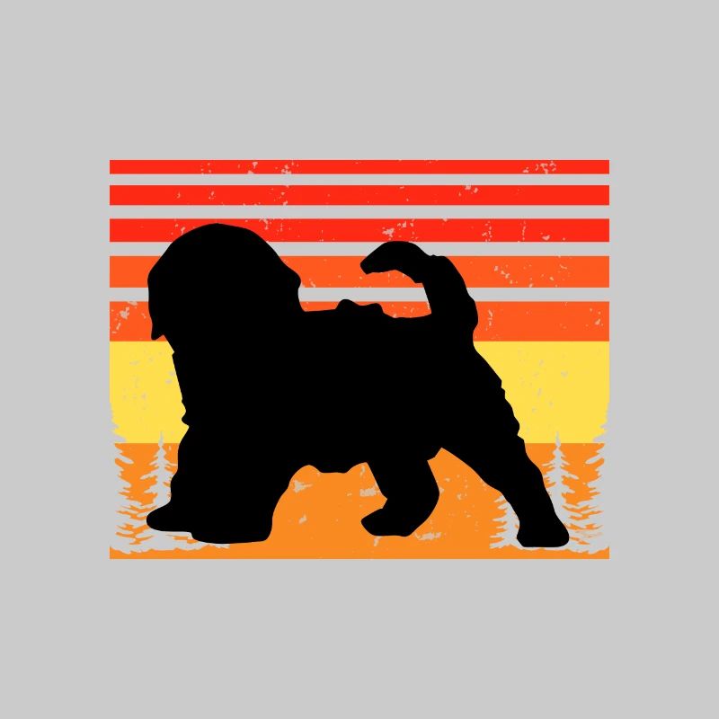 Cockapoo Dog Lover Silhouette Vintage Sunset
