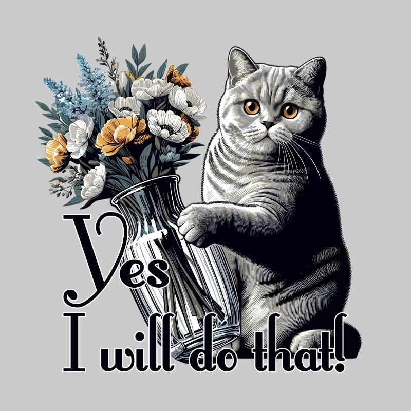 BKH Britisch Kurzhaar Katze Vase umkippen Geschenk