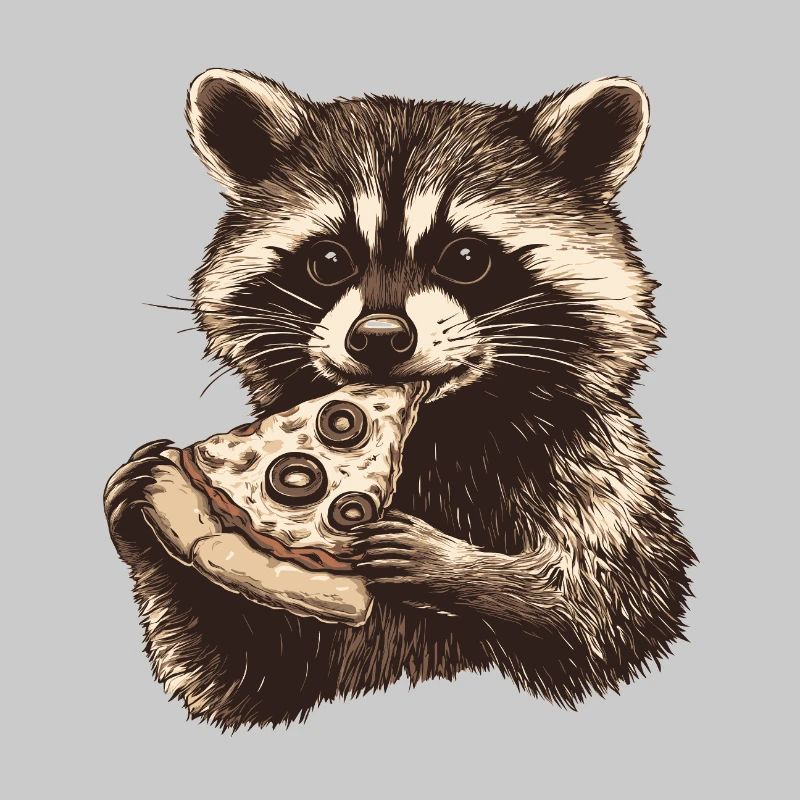 Raton laveur mangeant de la pizza
