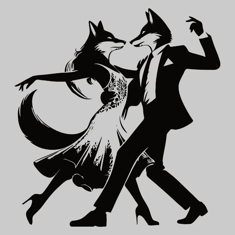 Elegant Foxtrot Dance Design with Dancing Foxes