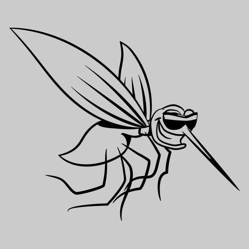 Mosquito wittily stinging comic sunglasses