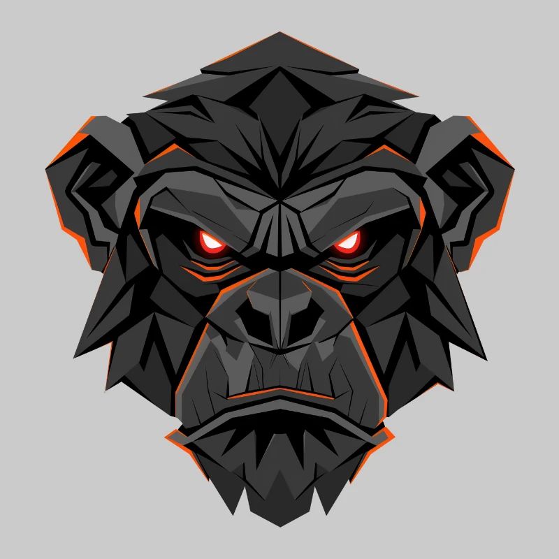 Visage Neon Gorilla Lowpoly