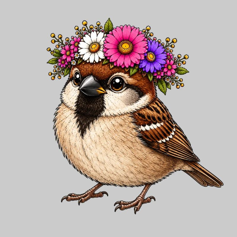 Oiseau décoré de fleurs