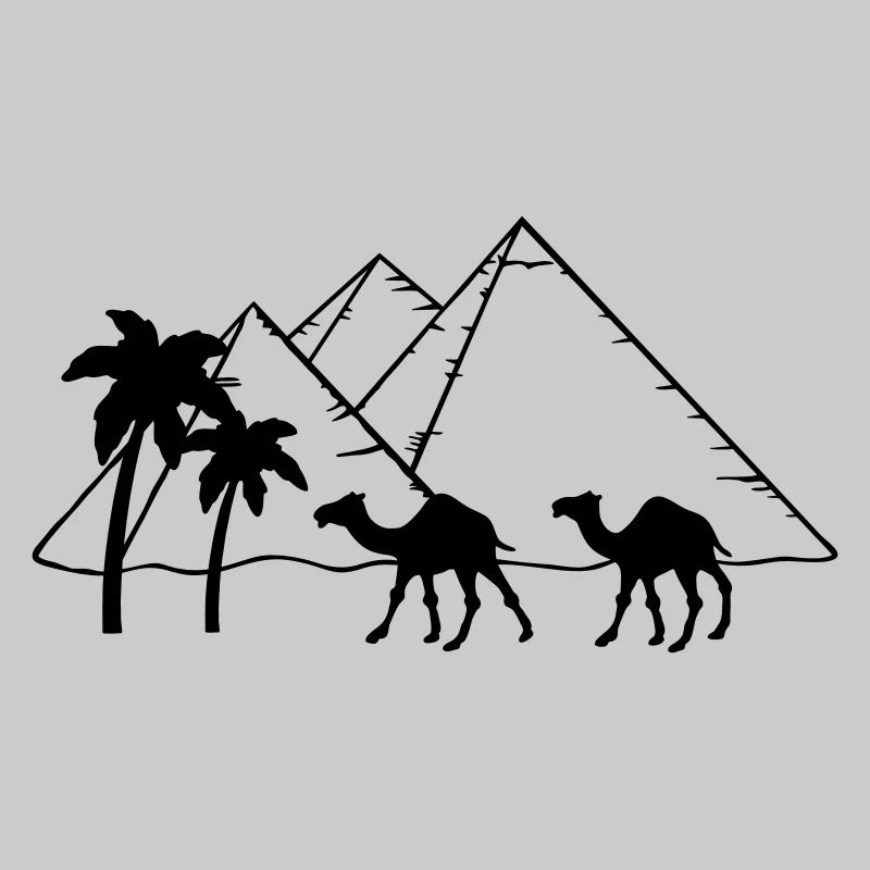 Pyramids Camel Palms - Egypt