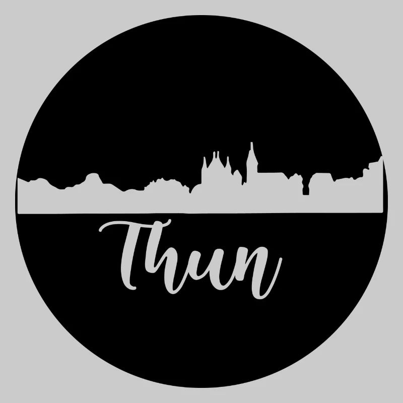 thun,skyline,graffiti, coupe à ciseaux,noir