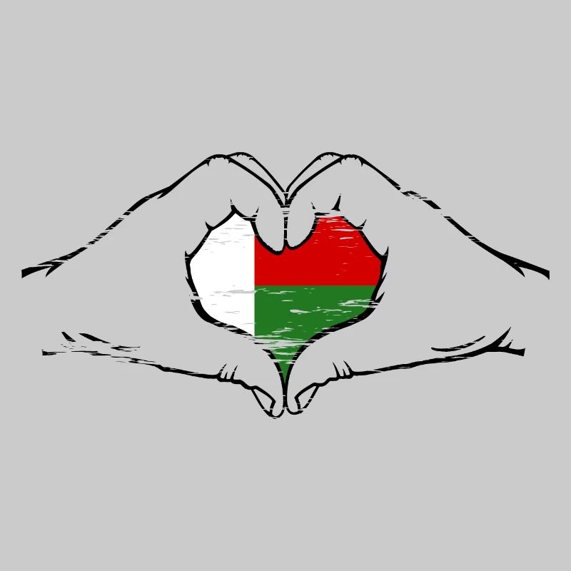 Drapeau de Madagascar en forme de coeur utilisé
